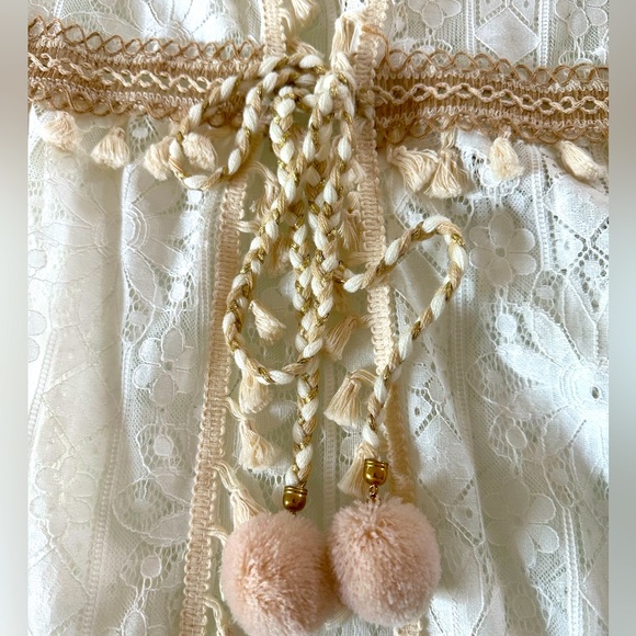 NWT Caterina RICCI Italian made Lace with fringe Beach Coverup - Picture 6 of 9